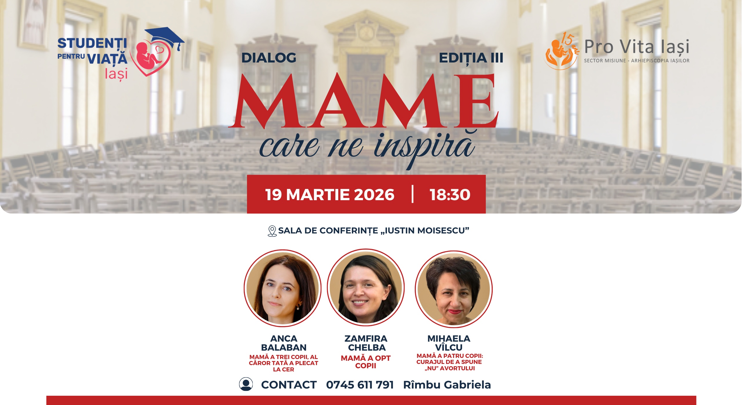 Dialogul „Mame care ne inspiră”, ediția a III-a, la Iași: trei povești de viață despre curaj, credință și binecuvântarea de a fi mamă