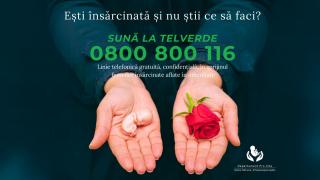 Sună la TELVERDE 0800 800 116,  linie gratuită pentru consilierea femeilor în criză de sarcină! Salvează o viață!